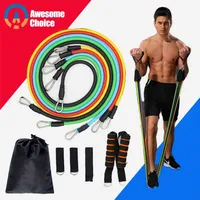 Quality 11 Pieces Resistance Bands Set Yoga Exercise Fitness Band Rubber Loop Tube Bands Gym Fitness Exercise Pilates 220125