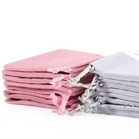 새로운 벨벳 쥬얼리 Drawstring 코드 선물 가방 핑크 아이스 회색 방진 화장품 저장 가방 FWD11013