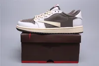 New Release Basketball Shoes Travis Scotts 1S Low OG TS SP 1 Mens Color White Brown Beige Khaki University Outdoor Sneakers CD4487-100 With Original Box
