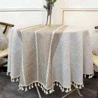 Textil Nordic Style Round Cloth Linen Bomull Kök Tyg Vattentät Table Cover Modern Heminredning