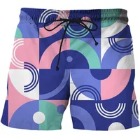 Мужские шорты мужская пляжная геометрия 3D -печатная мода Color Colorst Harajuku Мужская спортзала для серфинга купальцы уличная одежда уличная одежда