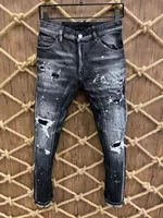 2021 New Men Jeans Hole Light Blue Dark Grey Grigio Italia Brand Man Lunghi Pantaloni Pantaloni Streetwear Denim Skinny Slim Straight Biker Jean per le donne D2 Top Quality 28-40 Dimensione DSQ