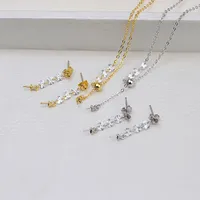 S925 Silber-Ohr-Nagel-Frauenkette personalisierte Set leere Unterstützung DIY Perle-Zubehör Schmuck Halbfertige Produkte TI0DE 1295