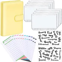 Gift Wrap 1PC A6 Binder Zipper Bag Notebook PU Leather Loose-leaf Book Cash Budget Hand Letter Label Sticker Set