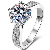 Platta 925 Silver Engagement Wedding Rings Band Diamond Ring för Kvinnor Mode Smycken Present