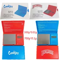 쿠키 백우즈 스케일 디지털 포켓 스케일 레드 블루 정확한 500g * 0.01g 700g * 0.1g 쥬얼리 골드 담배 숨김 무게 측정 키트