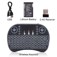 US stock MINI i8 2.4GHz 3-color Backlight Wireless Keyboard with Touchpad Black266f