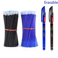 Gel pennor 2 + 50pcs / set 0.5mm blå svart bläckpenna raderbar påfyllningsstång tvättbar handtagskola skrivande brevpapper