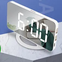 Desktabel klokken digitale klok LCD-scherm zelf-klevende LED-spiegelweergave Wake Up Desktop Elektronisch alarm
