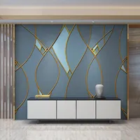 壁紙モダンなシンプルなリビングルームソファーテレビ背景壁装飾壁画ライト高級グリーンゴールドワイヤー幾何学模様の壁紙