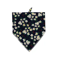 Dog Apparel Personalized Floral Printed Flower Bandana Tie On Pretty In Black Daisy Pet Scarf Accessories