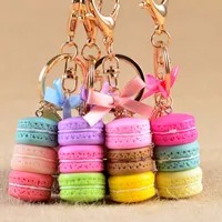 Women Cake KeyChains Fashion Cute French pastries Keychain Bag Charm Car Key Ring Wedding Party gift Jewelry