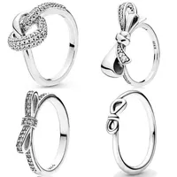 Originele 925 sterling zilveren pave oneindigheid geknoopt hart symbool van liefde briljante boog ring voor vrouwen gift pandora diy sieraden