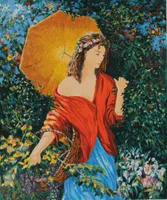 É depois da chuva moderna senhora floral jardim casa decoração handpainted hd Pintura a óleo na tela da tela da lona Imagens 91207