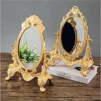 Speglar Europe 360 ​​Roterande Sliver/Gold Color Desktop Mirror Vanity Wedding Home Decorative Large Gold J051