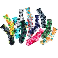 Erkekler Hiphop Çoraplar Noel Plantlife Maple Yaprak Yenilik Renkli Tie-Boyama Kaykay Pamuk Harajuku Sox Etnik Çift Uzun çorap