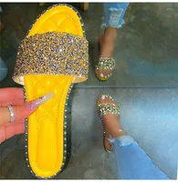 Hausschuhe Jayhw Damen Kristall Glitzernde Flache Schuhe Frauen Mode Outdoor Beach Sommer XL 35-43