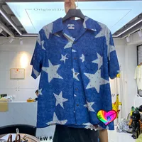 Kapital hombre camisas 2021 hombres mujeres de alta calidad estrellas llenas de impresión gráfica kapital camisa de gran tamaño blusa azul