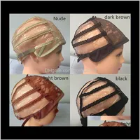 Dubbelhäftande spetsar Wig Caps för att göra peruker och hårvävning Stretch Justerbar Wig Cap 4 Färger Dome Cap för peruk 10st TGRYN 5HCJW