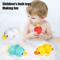 Summer Bathroom Bath Shower Cute Little Yellow Duck Toys Baby Clockwork Swimming Children Play Water