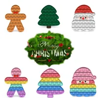 Jul Fidget Leksaker Snögubbe Gingerbread ChristmasTree Push Bubble Decompression Toy Barn Vuxen Klämma Sensory Stress Reliever Gift