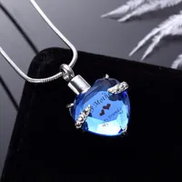 Ocean Pure Blue Crystal Heart Hearmation Urn Collar "MI MADRE MI AMIGO" MEMORIA MANTENIMIENTO PÉRDIDA DE LOVE CENH CENH CADINA