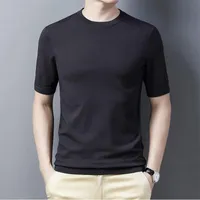 T-shirts Sommar 2022 Mode Solid Färg O-Neck T-shirt Man Kortärmad Pullover Tees Män Casual Thin Stickad Sweater Tops B137