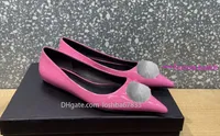女性用ドレスシューズファッションレザーメタルボタンフラット靴展示パーティー高級デザイナーシューズ配送ボックス35-42
