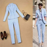 Women's Suits & Blazers sky blue fashion women's suit two-piece (jacket + pants) ladies slim business casual support customization JLMR