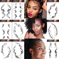 Tillfälligt Baby Hair Tattoo klistermärken 23 stilar Hairs Edges Curly Salon DIY Frisyrmallar Vattentät bestående makeupverktyg för damer