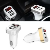 5V 2.1A+1A Car Charger For Smart Phone Dual USB Output LED Display Battery Voltage Detection
