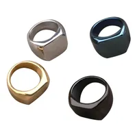 2021 moda titanium steel anel quadrado para mulheres homens podem gravar palavras casal anéis ouro sliver cor anillos mujer aço inoxidável de jóias mulher casamento presente