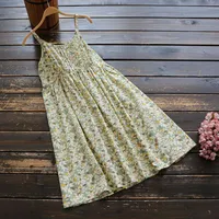 캐주얼 드레스 여름 여성 일본 스타일의 문학 꽃 인쇄 드레스 코튼 슬링 오프 - 어깨 끄기 신선한 기질 Printin2021