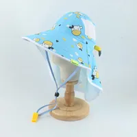 Breite Krempe Hüte UPF 50+ Baby Sonnenhut Einstellbare Sommereimer Für Kinder Jungen Reise Strand Mädchen Kappe Cartoon Visier 3-8 Jahre alt
