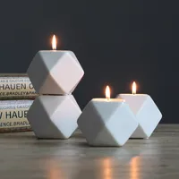 4 Farben Keramik Kerzenhalter Formen Multilaterale geometrische Keramik Kerzenständer Home Crafts Dekorationen Kerzenhalter Formen