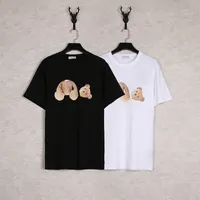 Teeddy Bear Bear Modèle d'impression T-shirt Street Mode Couple Dessin animé Lâche Manches courtes Hommes et femmes