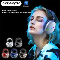 MAX10 RGB Wireless Headphones Bluetooth 5.0 Music Stereo Headset with 7 colors Breathing Light Mic TF card Noise Cancelling Earpho263v
