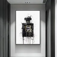 Modern Abstract Art Canvas Painting Poster and Prints Abstract Black Perfume Bottle Wall Art Pictures for Living Room Home Decoration Cuadros (No Frame)