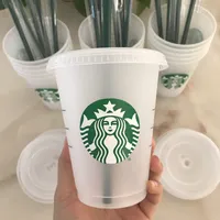 DHL Starbucks Kubek 16oz, 24 uncy kubki Plastikowe sok picia z wargi i słomy Magiczna Kubek Kawowy Costom Przezroczyste Puchar 50 Sztuk Transport