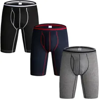 Külot 3 Paket Erkekler Uzun Bacak Boxer Şort Külot Pamuk MultiPack Açık Kılıfı Spor Iç Çamaşırı Külot Erkekler için