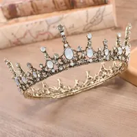 FORSEVEN Retro Baroque Crystal Round Tiaras Crowns Princess Diadem Coronal Headpiece Women Bride Noiva Wedding Hair Jewelry 220125