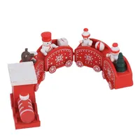 Obiekty dekoracyjne Figurki Mały Pociąg Edukacyjne Boże Narodzenie Dekoracje Drewniane Santa Pociągi Zabawki Cartoon Dzieci Kid Gift Showcase Dec