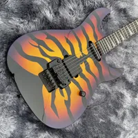 Raro George Lynch Tiger Stripe Sunburst Sunburst Purple Edge Guitarra eléctrica Ebony Fingerboard, Floyd Rose Temolo