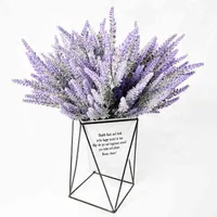 5 Branches Lavender Flocked Artificial Flowers Wedding Home Decoration Plant Romantic Purple Fake Bundle 2022 Vase Bonsai Pot