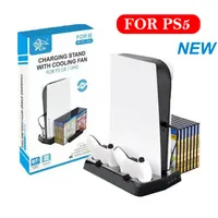 Jogo Accessory Bundles Chargers Cooling Fan Caixa de CD vertical com 3 portas de carregador USB para PlayStation PS5