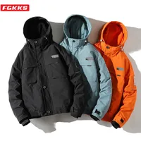 FGKKS Brand Winter Jackets Men Parka Casual Thick Winter Coat Men Solid Zipper Parka Male Clothes Overcoat Outerwear 210527