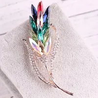 Pins, Brooches Multi-color Crystal Wheat For Women Rhinestone Brooch Pins Fashion Jewelry Coat Dress Corsage Flower Broach
