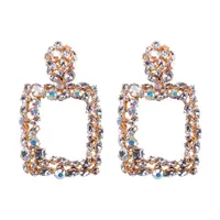 Earrings & Necklace Liffly Christmas Crystal Multicolor Exaggerated Square Gold Jewelry Dubai Wedding Fashion Accessories