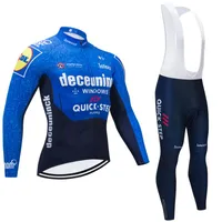 겨울 2021 Quickstep 팀 긴 사이클링 유니폼 자전거 바지 세트 남자 Ropa Ciclismo 열 양털 자전거 마이 틀러 퀼트 레이싱 세트