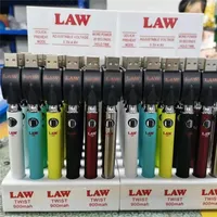 LAW TWIST Battery 900mAh Preheat Variable Voltage VV Bottom Spinner Batteries For 510 Thick Oil Vape Cartridge With Display Box Moda32